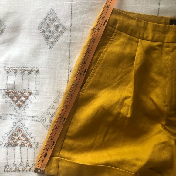 Brand New Mustard Yellow Paper Bag Shorts - Picture 4 of 6